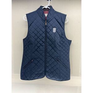 Orvis Womens Quilted Vest Navy Blue Size M 3M Thinsulate Full Zip Pockets EUC
